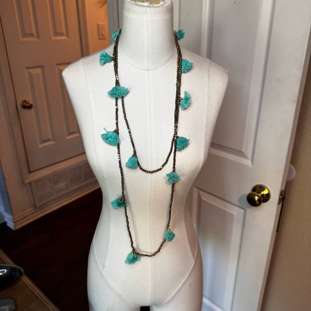 Elegant Turquoise Tassel Necklace